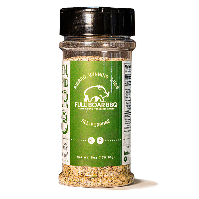 Garden, Barn & River All-Purpose Rub bottle with a green label and black cap.