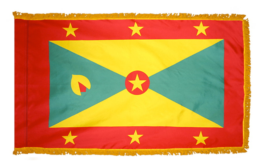 Grenada nylon flag product image with seven stars and nutmeg emblem