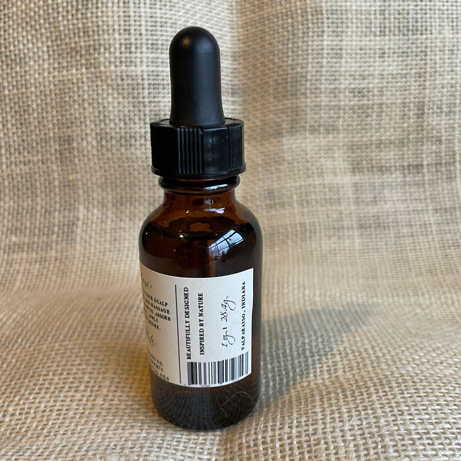 Grow Rosemary Scalp Serum - Floral or Earthy jar showing the side label