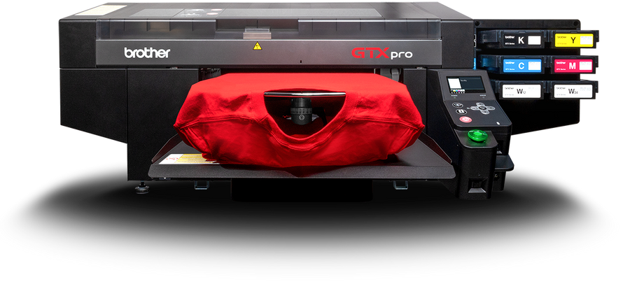 Brother GTXpro garment printer shown as a compatible workflow example