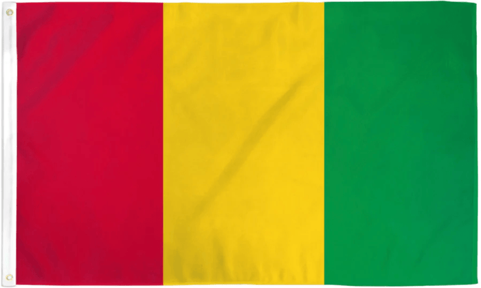 Guinea flag made in USA with red yellow green vertical tricolor