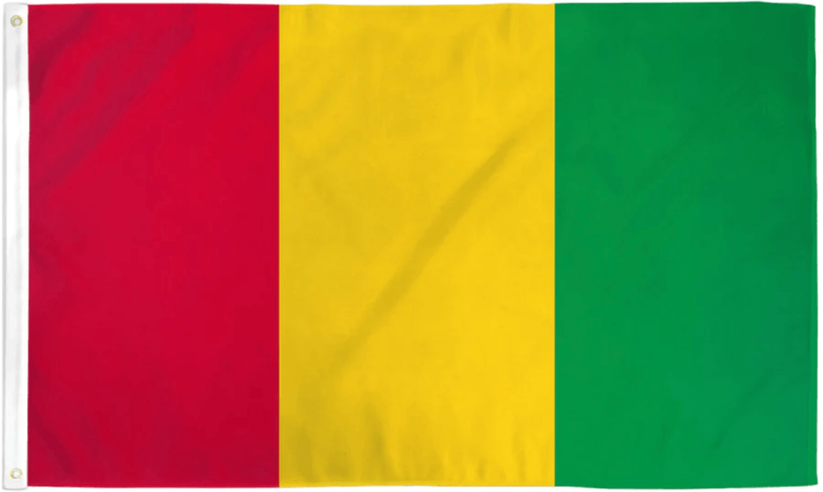Guinea flag made in USA with red yellow green vertical tricolor
