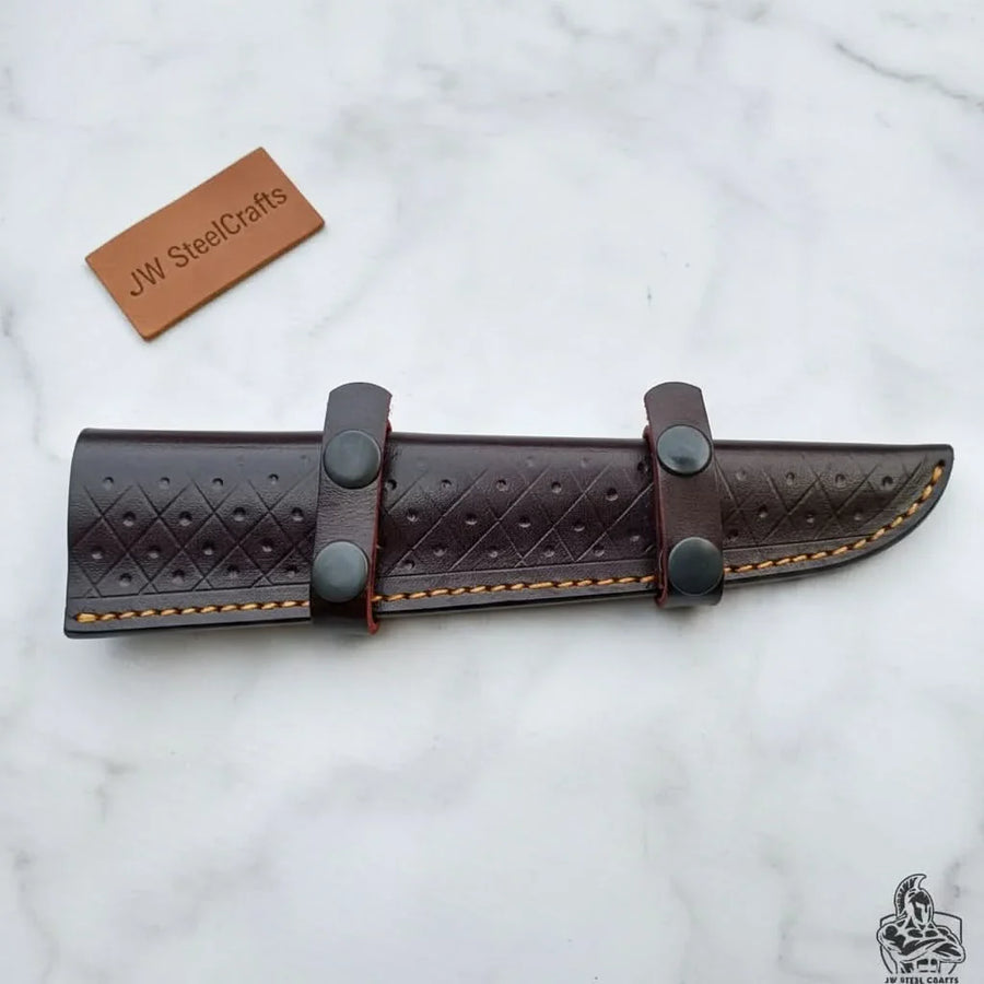 13-Inch Fillet Knife – Bone & Wood Handle, Leather Sheath