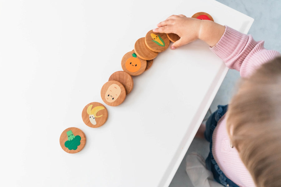 Farmers Market Matching Game: 24 Wooden Tiles