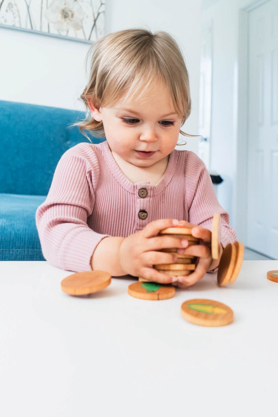 Farmers Market Matching Game: 24 Wooden Tiles