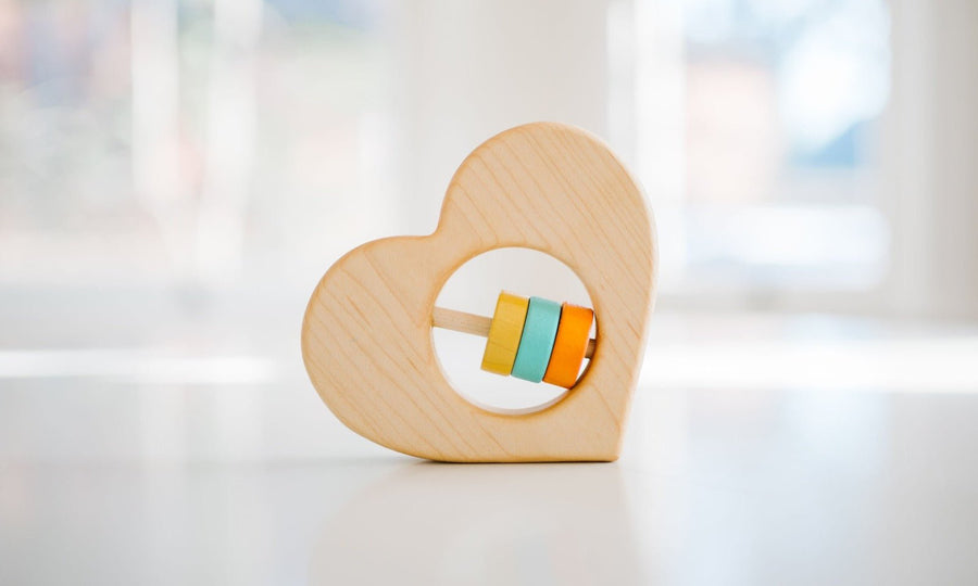 Heart Wooden Baby Rattle: Maple Wood