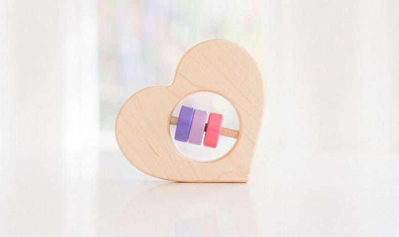 Heart Wooden Baby Rattle: Maple Wood