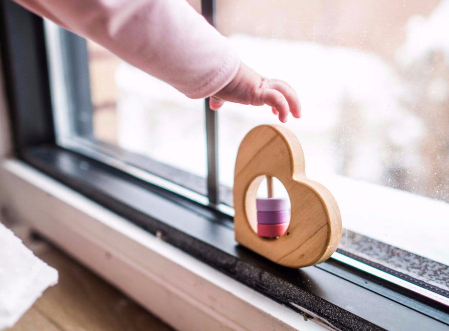 Heart Wooden Baby Rattle: Maple Wood