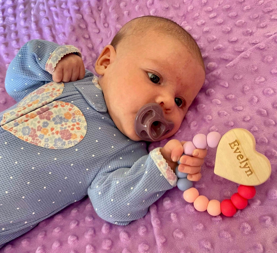 Heart Charm Baby Teether: Maple & Silicone