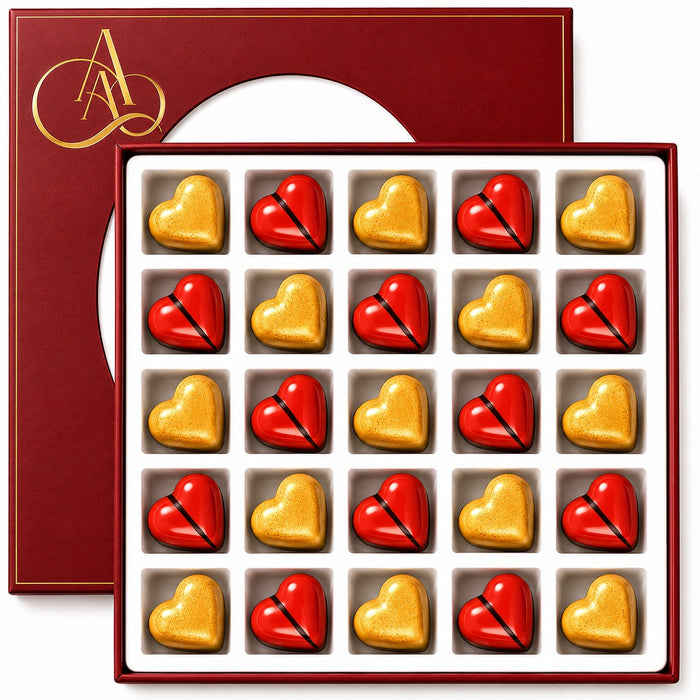 White Chocolate Heart Gift Box, 25 pc, 60% Cocoa — product image