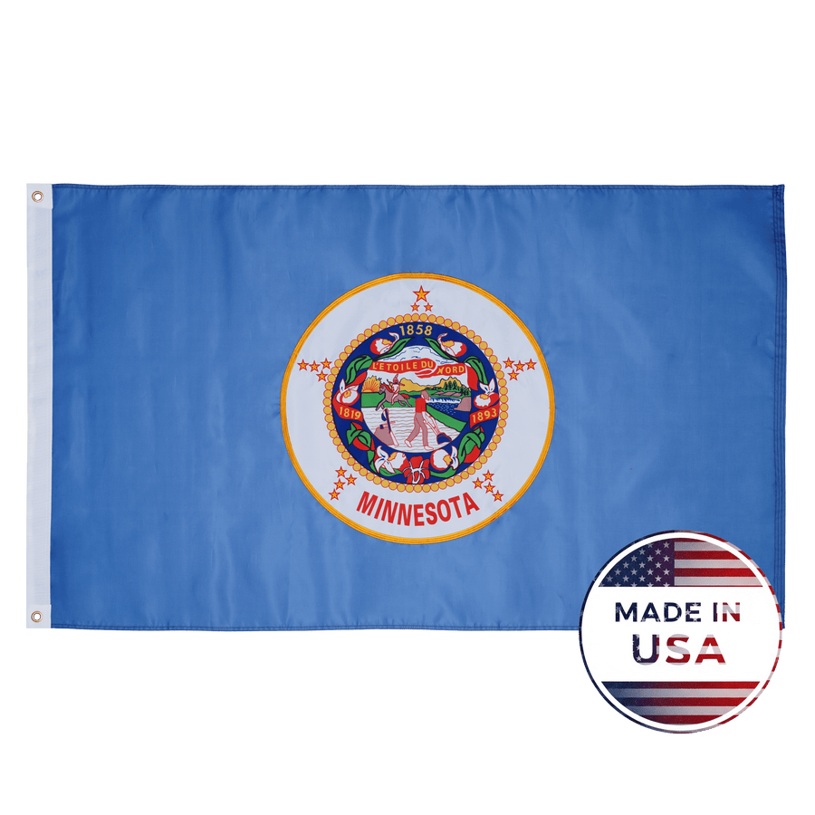 Historic Minnesota 3x5 state flag made in USA with embroidered details