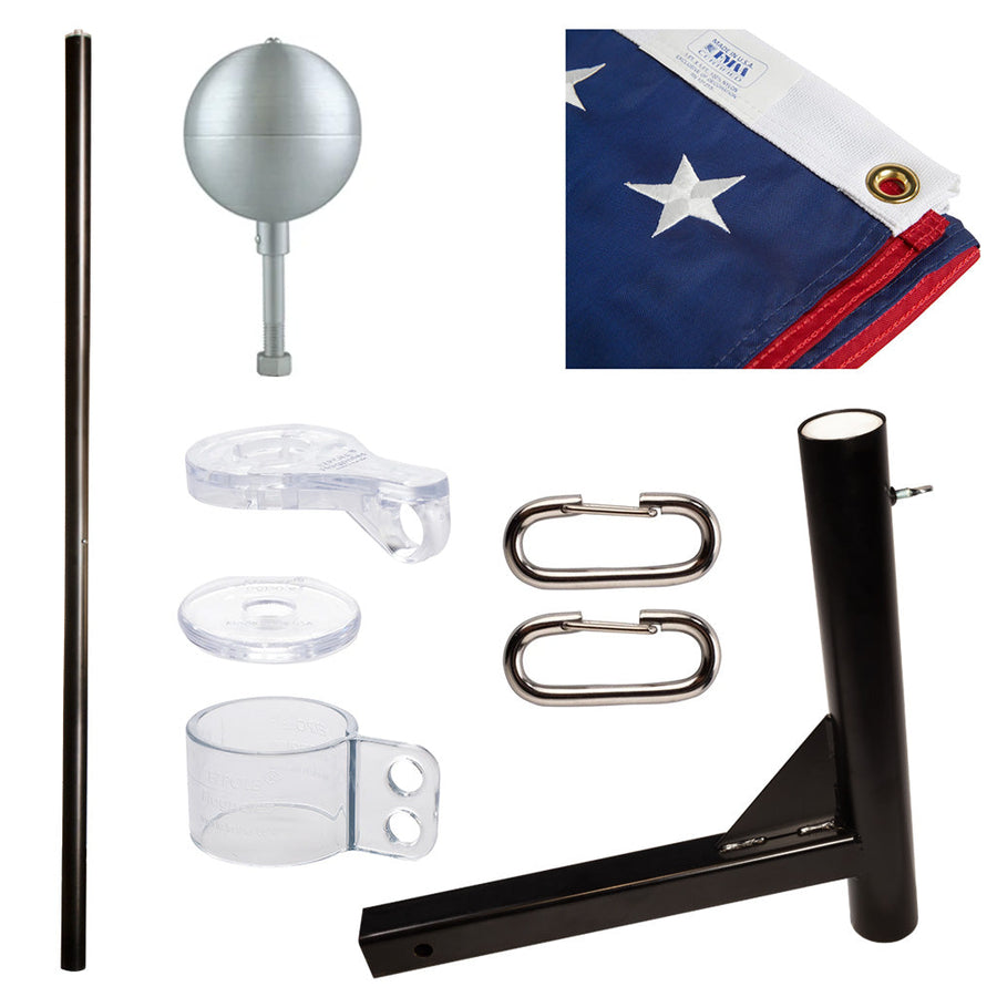Heavy-Duty Hitch-Mount Flagpole Kit — flagpole kit contents and packaging (image 6)