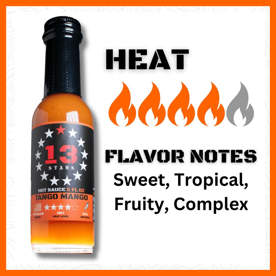 Tango Mango flavor graphic highlighting sweet tropical mango notes