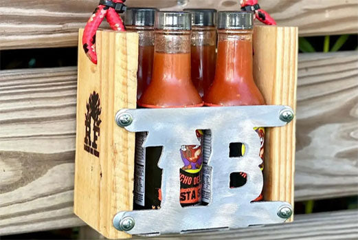 Four-bottle hot sauce bundle with caddy
