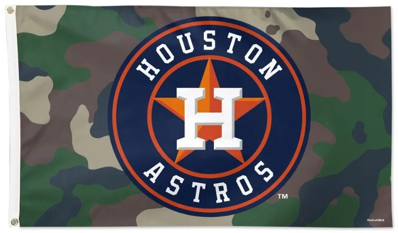 Houston Astros 3x5 camouflage MLB flag with team logo