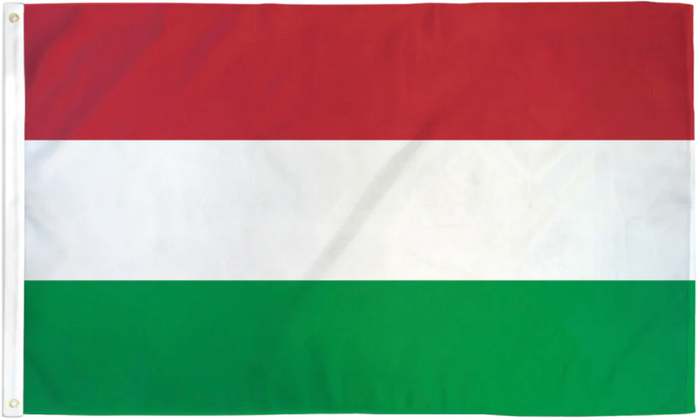 Hungary flag made in USA with red white green horizontal tricolor