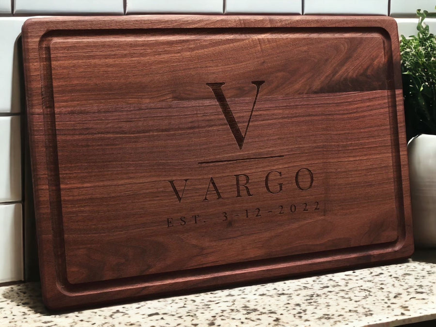 Personalized Maple or Walnut Cutting Board — Custom Engraved
