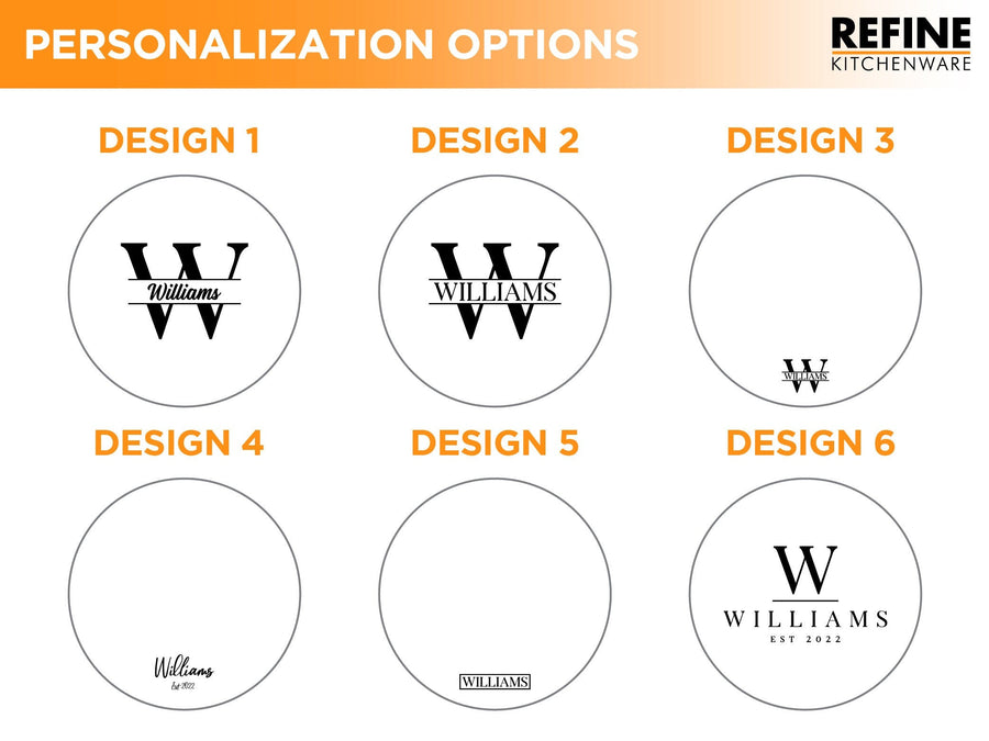 Six optional round-board personalization designs