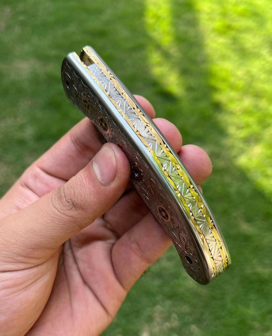 Custom Handmade Damascus steel Blade EDC Folding Pocket Knife