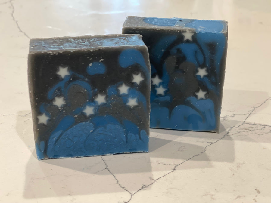 Night Sky Luxury Handmade Soap with glow in the dark stars