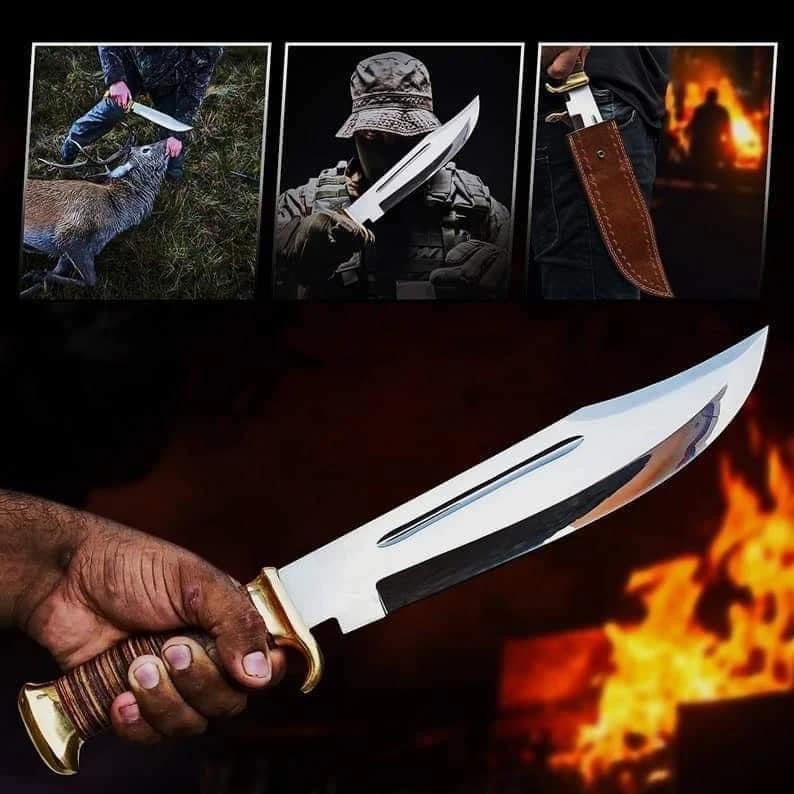 Handmade D2 Steel Mirror Polish Heavy Duty Camping Knife