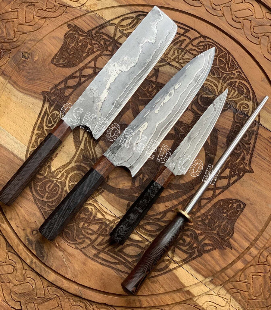Japanese Stainless Steel Damascus Professional kitchen set