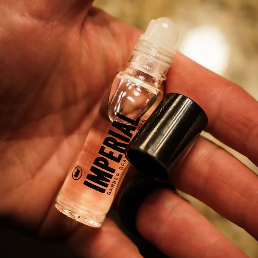 Crown One Roll-On Cologne — uncapped cologne showing the rollerball applicator