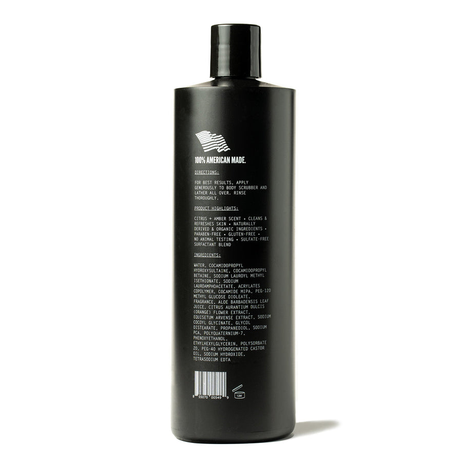 LUXE Citrus & Amber Body Wash — body-wash bottle, rear directions and ingredient label