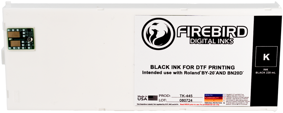 Black FIREBIRD DTF replacement ink cartridge for Roland BY-20 and BN-20D