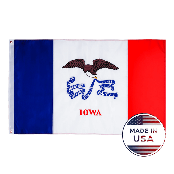 Iowa 3x5 state flag made in USA with embroidered details