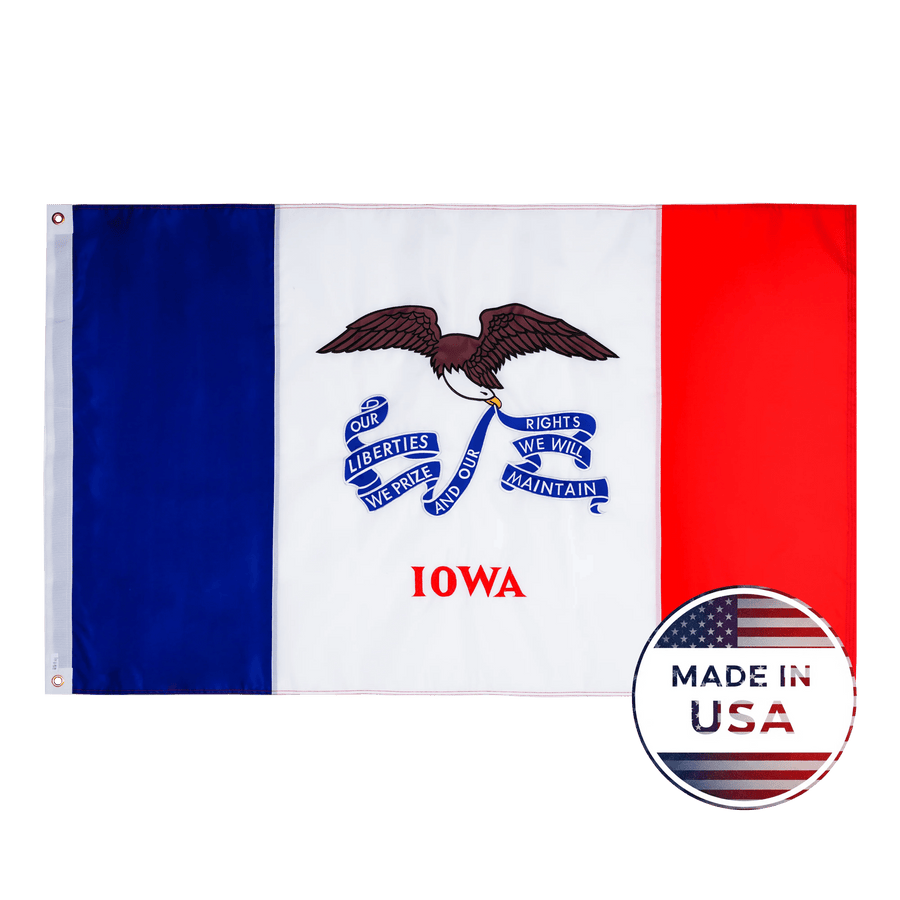 Iowa 3x5 state flag made in USA with embroidered details