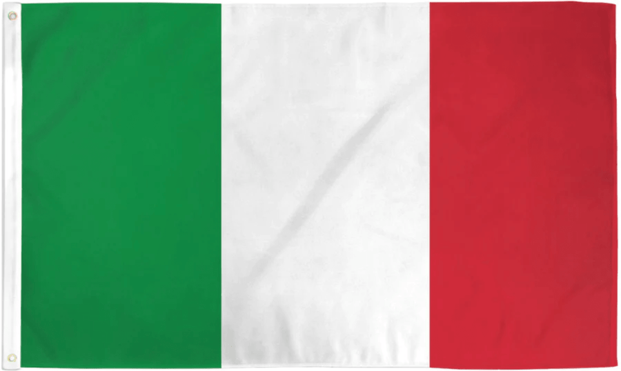 Italy flag made in USA with green white red vertical tricolor