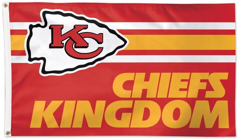 Kansas City Chiefs 3x5 white flag with team logo
