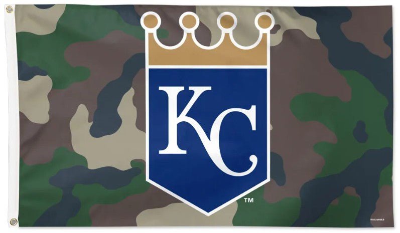 Kansas City Royals 3x5 camouflage MLB flag with team logo