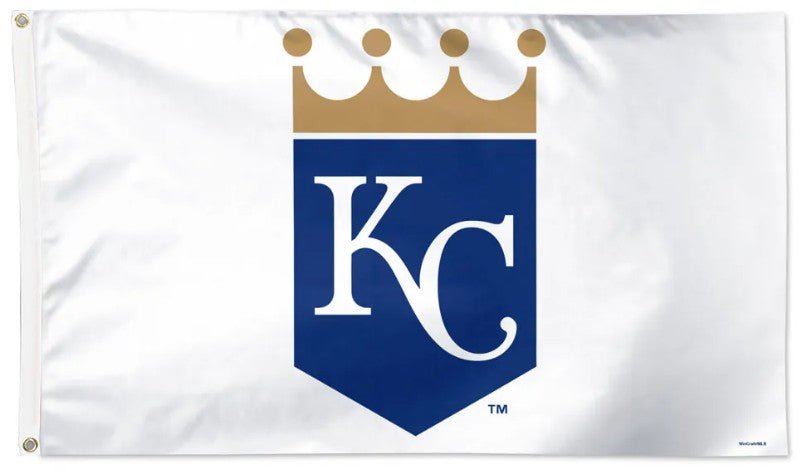 Kansas City Royals 3x5 white flag with team logo