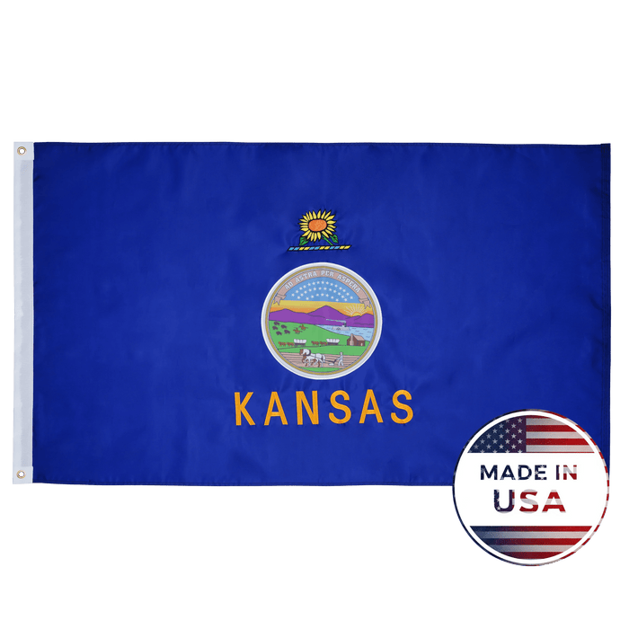 Kansas 3x5 state flag made in USA with embroidered state seal and sunflower