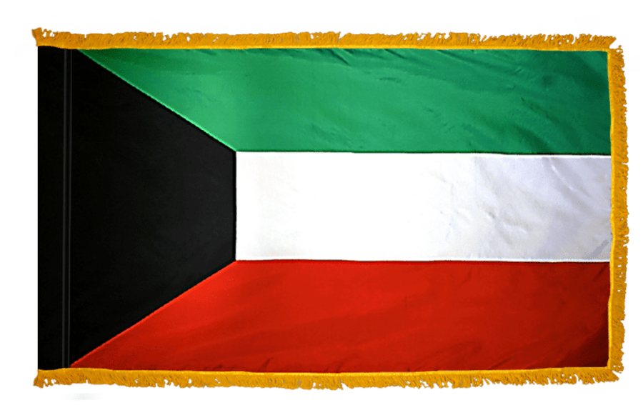 Kuwait nylon flag product image with green white red stripes and black trapezoid