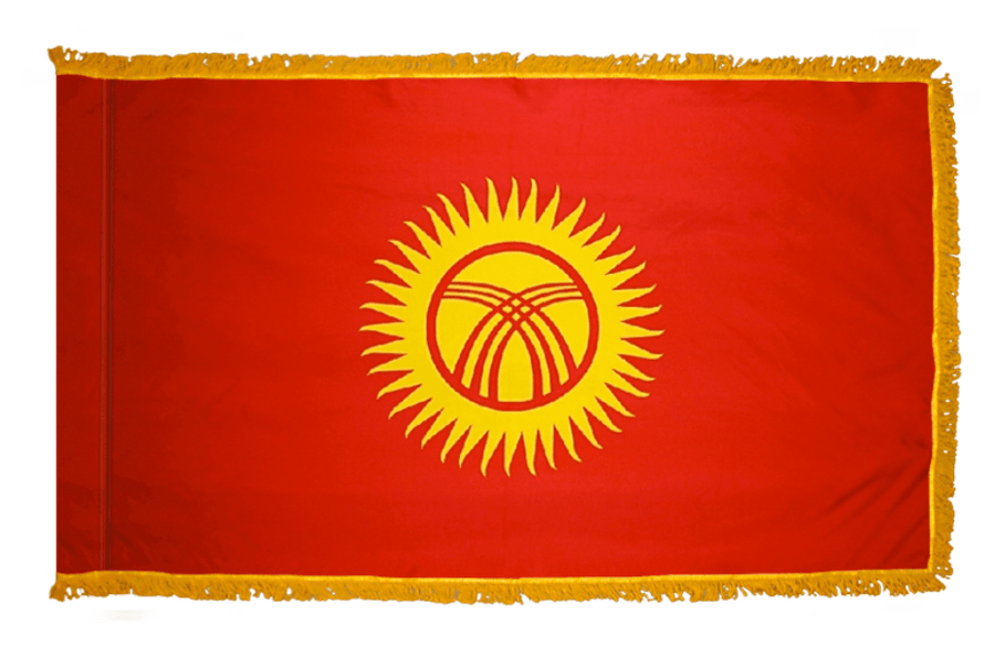 Kyrgyzstan nylon flag product image with central sun and traditional tunduk design