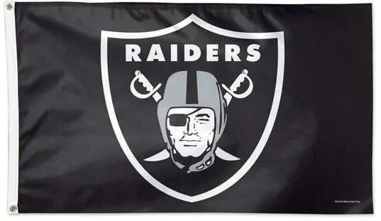 Las Vegas Raiders 3x5 striped NFL flag with team logo