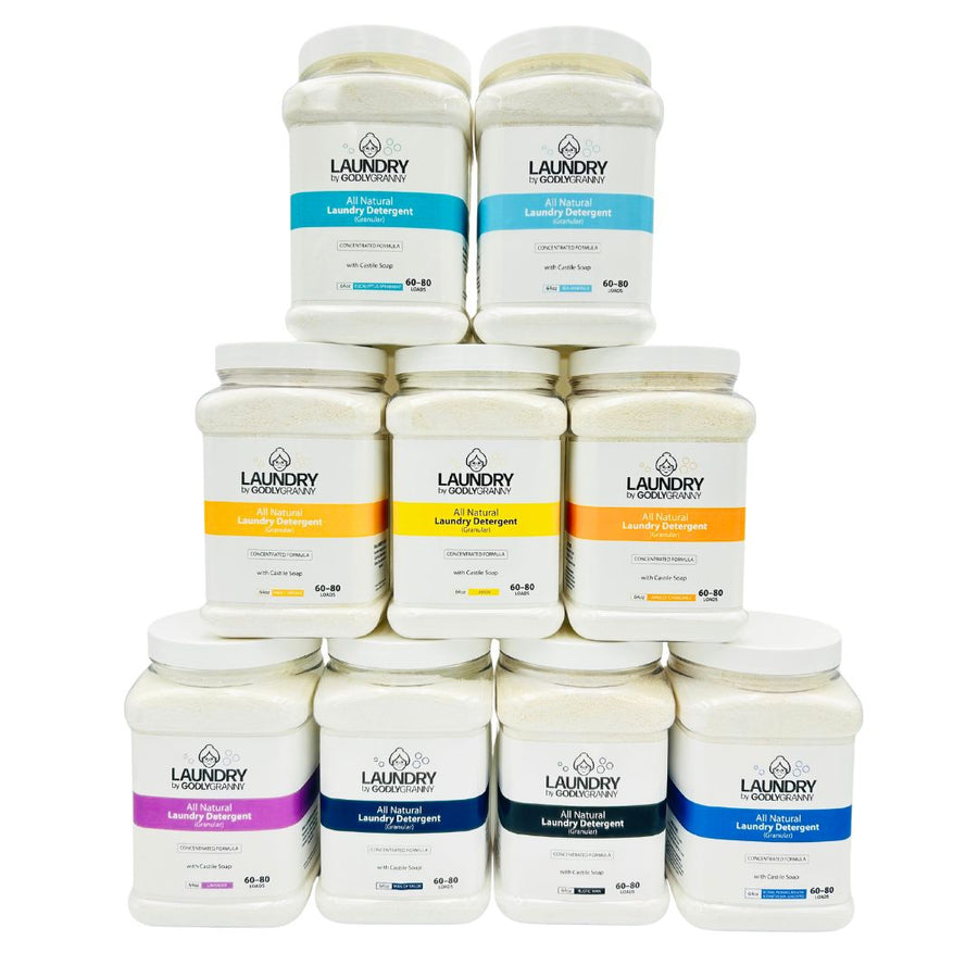 Assorted Granular Castile Laundry Detergent packages shown together