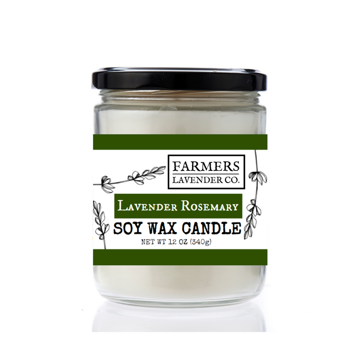 Lavender Rosemary Soy Wax Candles — lidded jar with fragrance label