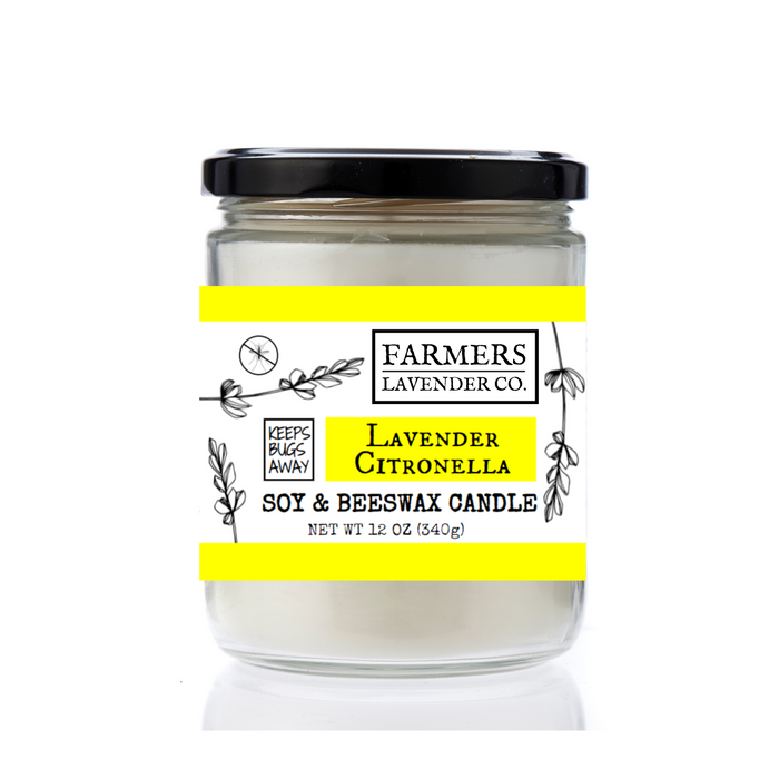 Lavender Citronella Soy & Beeswax Candle — lidded jar with fragrance label