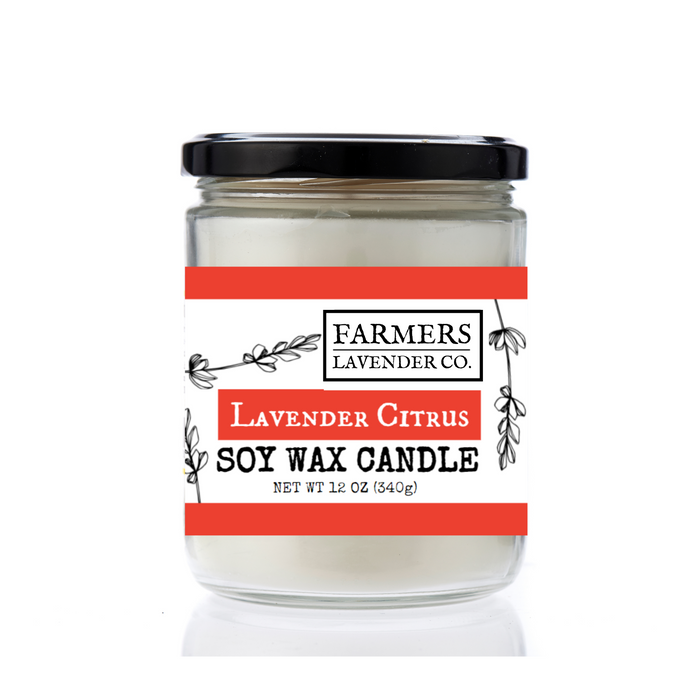 Lavender Citrus Soy Wax Candle — lidded jar with fragrance label