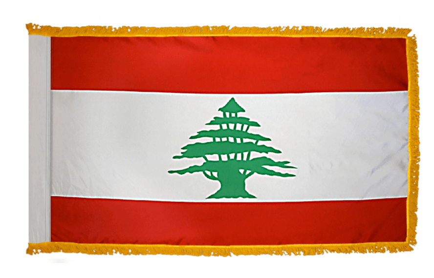 Lebanon nylon flag product image with cedar tree and red white red design