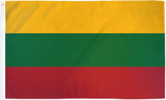 Lithuania flag made in USA with yellow green red horizontal tricolor