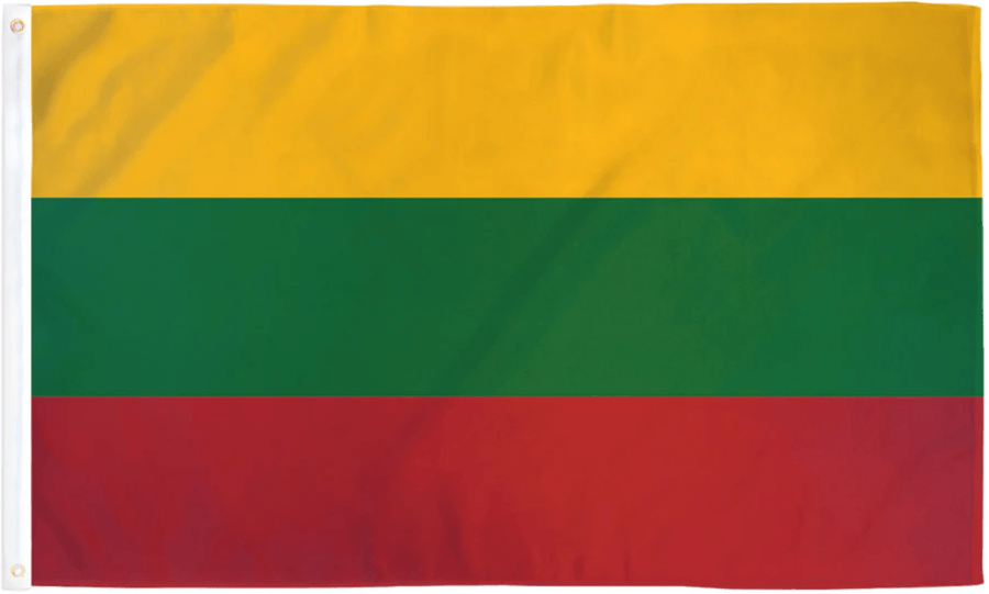 Lithuania flag made in USA with yellow green red horizontal tricolor