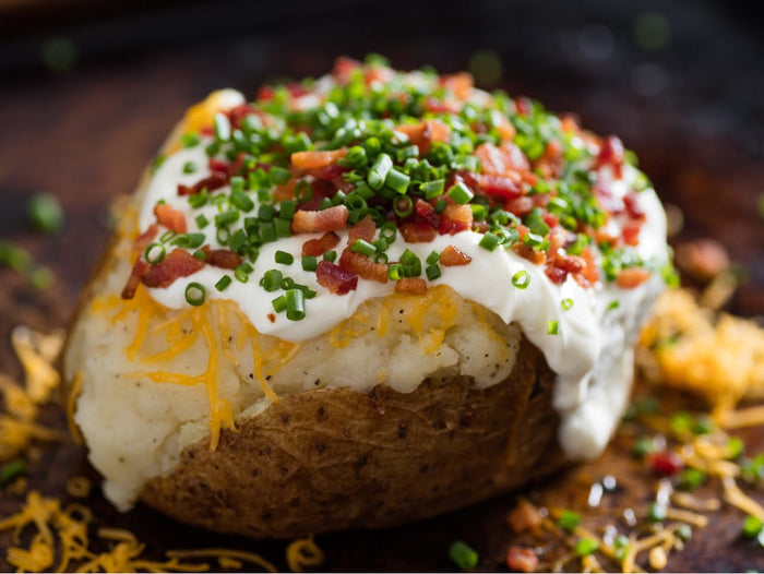 Loaded baked potato illustrating a Loaded Potato Mix serving idea