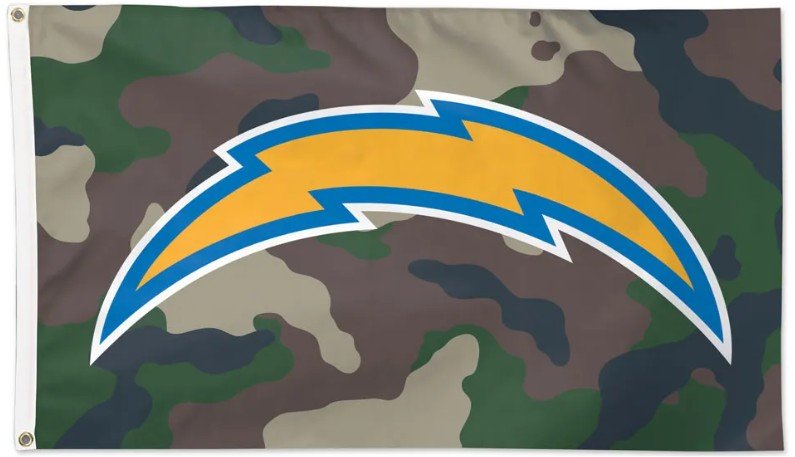 Los Angeles Chargers 3x5 camouflage flag with team logo