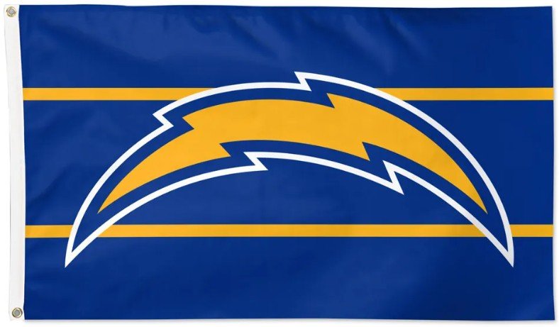 Los Angeles Chargers 3x5 Color Rush striped NFL flag with team logo