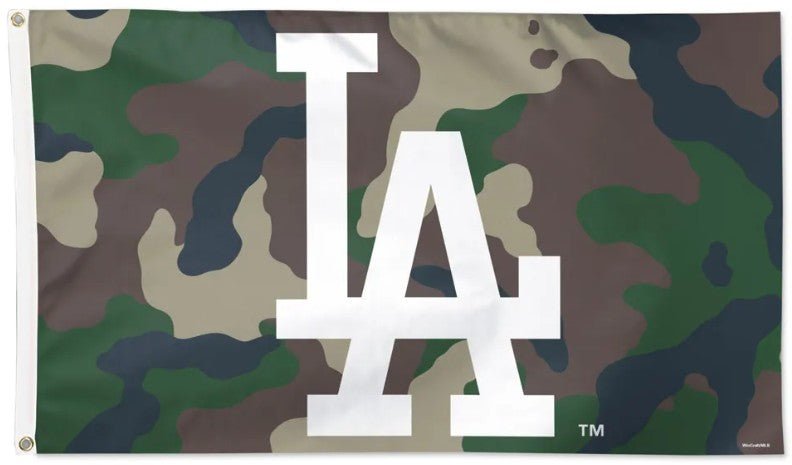 Los Angeles Dodgers 3x5 camouflage MLB flag with team logo